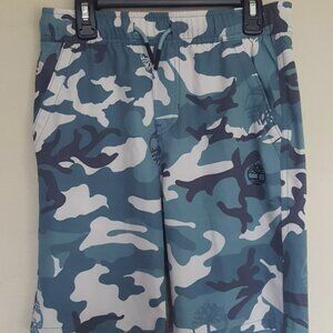 TImberland Boys Swim Trunks Large Green Camo Youth Board Shorts Unlined